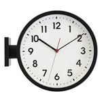 BESTIME 66296A Black Frame Double Sided Aluminum Wall Clock.Simple Design,Classic Aluminum Station Clock,Quiet and Elegant Style,Suitable for Home.