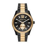 Michael Kors Lexington Chronograph Stainless Steel Watch, Black & Gold Multifunction, One Size, MK8948 - Lexington Multifunction IP Bracelet with Gold Centerlinks Watch