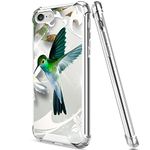 ZHONGWEI Clear Phone Case Suitable for iPhone 7/8/SE2 with Green Hummingbird Pattern Four Corner Reinforced Shockproof and Protective Phone Cover Case