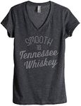 Thread Tank Smooth As Tennessee Whiskey Women's Fashion Relaxed V-Neck T-Shirt Tee Charcoal Large