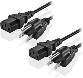 TNP AC Power Cable Computer Monitor Cord 1 Feet 10a 125v 3 Prong TV Plug-in Cord NEMA 5-15P to IEC 320 C13 Replacement Wire for Dell AOC Asus Lenovo Desktop Supply Printer PS3 PSU Universal, 2 Pack