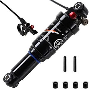 DNM Mountain Bike MTB Air Rear Shock Rebound/Remote Lock Out/Air Compression Pressure Adjustable - AL7075 Shaft & AL6061 Shock Body - Extra Bushing Hardware - Length 190mm