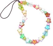 Star Phone Chain Rainbow Beaded Phone Lanyard Wrist Strap Aesthetic Handmade Cell Phone Charm Straps Strings Key Chains Cute Phone Accessories for Teen Girls Women