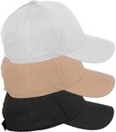 Daxton Air Cool Tech Hat Ventilated Micro Holes Structured High Profile Baseball Cap 3 Pack - Black,Khaki,White