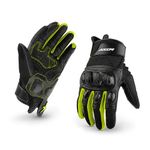 Axor Viper Riding Gloves,Touch Screen Compatible, & Visor Wiper Fingertips-Premium Bike Gloves Black Neon Green-L