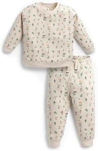monica + andy Baby Organic Waffle Sporty Sweatsuit Fall Flowers, 2T