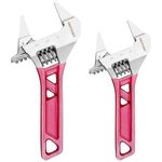 MAXPOWER 2pcs Adjustable Spanner Set, Slim Jaw Adjustable Wrench, Plumbing Wrench Pipe Wrench with Reversible Wide Opening Jaw (4.5"/114mm and 5"/127mm)