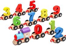 Kidology Wooden Train Toy Set 11pcs, 0 to 9 Train Set Includes 1 Engine Cars for Kids Early Educational Train Cars Digital Toy Set for Children (11 Pcs, Number Train)