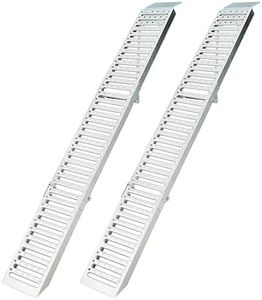 2Pcs Foldable ATV Ramps 72" L x9 W, Folds into Three Sections ATV Ramps, Silver Color, Metal Loading Ramps Total Weight Capacity 1500 lbs