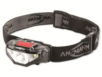 ANSMANN LED Headlight Tiltable to 45° [Black] Lightweight & Water Proof 70 Lumen Head Torch Includes Headlamp, Headband & 1 x AA Battery Ideal for Outdoor Activities-3 Year Warranty, ABS Plastic