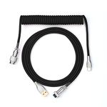 EPOMAKER Mix 1.8m Coiled Type-C to USB A TPU Mechanical Keyboard Space Cable with Detachable Aviator Connector for Gaming Keyboard and Cellphone (Black)