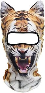 WTACTFUL 3D Animal Ears Balaclava Breathable Cover Hood Face Mask Sun Protection for Skiing Snowmobile Riding Hunting Music Festivals Raves Halloween Party Activities Ferocious Tiger MEB-15