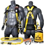 KwikSafety - Charlotte, NC - TYPHOON Safety Harness [COMBO] Premium Back & Shoulder Padding ANSI OSHA Full Body Fall Protection PPE Work Equipment Construction Tower Climbing Roofing Aerial Boom Lift