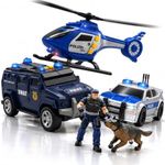 ToyFinity Police Car Toy Set | Cop Vehicle Toys for Kids | Cop Car, SWAT Armored Vehicle, Helicopter & Action Figures | 1:32 Model Scale Police Toys | Holiday and Birthday Gifts for Boys
