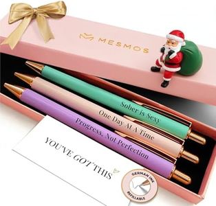 MESMOS Meaningful Sobriety Gifts for Women, 3pk Fancy Pen Set with German-Made Ink, Inspirational Pens, Proud of You Sober Gifts, Sober Affirmation Quote