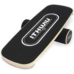 ITHWIU Natural Wooden Balance Board with Roller for Balance, Stability and Full-Body Strength Workout, for Skateboard, Surf, Functional Training Black