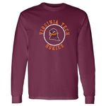 NCAA Distressed Circle Logo, Team Color Long Sleeve, College, University, Virginia Tech Hokies Maroon, X-Large