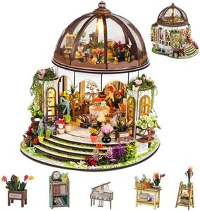 DIY Miniature House Kit,Green Garden Mini House Building Kit with LED & Furniture,Tiny House Dollhouse Kit for Adults Teen Hobby,Wooden Craft Mini Model Kit,Plants Lover Home Decor Birthday Gifts