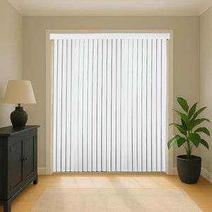 Calyx Interiors Vertical Blinds – 78" Width x 84" Height, White Light-Filtering Vinyl Blinds for Sliding Glass Doors, Patio Doors & Large Windows for Home or Office
