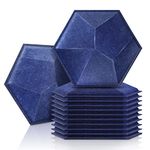 Sonic Acoustics 12 Pack Dark Blue Hexagon 12" X 12" X 0.4" Acoustic Absorption Panels, 3D Soundproofing Insulation Panel