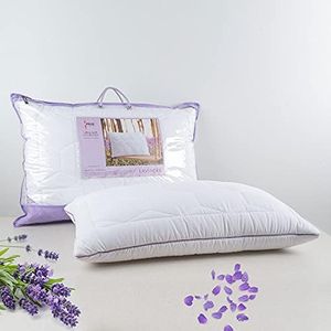 SPREAD SPAIN® Lavender Suede Fabric Pillow with Micro Fiber Filling Pillow, Perfect for Side Sleepers, Back and Stomach Sleepers (45 x 68 cm, White, Pack of 2)