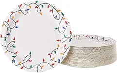 Juvale 80 Pack Holiday Paper Plates Party Supplies, Christmas Lights (9 Inches)