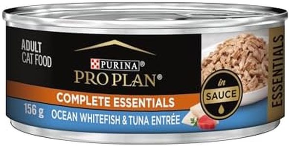 Purina Pro Plan Complete Essentials Wet Cat Food, Ocean Whitefish & Tuna Entree in Sauce - 156 g Can (24 Pack)