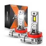 SEALIGHT X1S H11 H8 H9 LED Headlight Bulbs, 24000LM Super Brightness H11 H8 H9 H16 LED Bulbs, 1:1 Mini Size Plug and Play, 6500K Cool White Halogen Replacement, Pack of 2