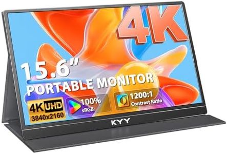 KYY 4K Portable Monitor 15.6" Portable Monitor for Laptop UHD IPS 3840X2160 External Screen with 100% sRGB & HDR Gaming Display for Laptop PS5/4 Xbox Switch with Speakers, VESA Compatible