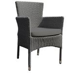 BrackenStyle Oasis Rattan Garden Chair - With Dark Grey Cushion - Outdoor Armchair Patio Seat - Stackable & Fully Assembled