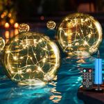 Solar Floating Pool Lights 2 Pcs 14.5in LED Solar Powered Pool Balls for Swimming Pool, IP68 Waterproof Floating Pool Lights with Remote Control(Warm Light)