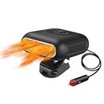 urla Car Heater, 12V Portable Car Heater Plugs into Cigarette Lighter, 2 in1 Fast Heating and Quickly Defrost Defogger, 120W Portable Heater for Car with SRetractable Base and 360° Rotation