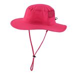 Home Prefer UPF50+ Mens Sun Hat Wide Brim Fishing Hat Womens UV Protection Hat Breathable Mesh Bucket Safari Gardening Hat, Rose Red, One size