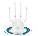 Saiyuanxing WiFi Extender – Dual Band 2.4G and 5G WiFi Extender Booster 1200Mbps Wireless WiFi Booster 1 Ethernet Port and 4 External Antennas white UK Plug (AC16)