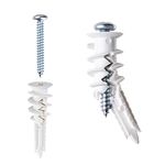 #8 Self Drilling Plastic Drywall Anchors and Screws Kit for Drywall, 25 pcs Wall Anchors & 25 pcs Drywall Screws, No Pre Drill Hole Preparation Required, 75LBS to Hang and Mount Heavy Items