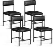 DWVO Dining Room Chairs Set of 4 Black Upholstered Dining Chairs Modern Kitchen Chairs Faux Leather Restaurant Chairs with Metal Legs for Living Room Kitchen and Dining Room, 4 Pack