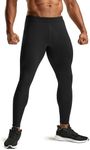 TSLA Men's Thermal Running Tights, Fleece Lined Compression Cycling Pants, Winter Cold Weather Leggings with Zipper Pocket YUL80-BLK_Medium