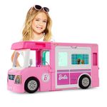 Barbie Camper Playset, 3-in-1 DreamCamper with Pool & 50 Accessories, Transforms into Doll-Sized Truck, Boat & House