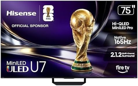 Hisense 75" U7 Mini-LED ULED 4K UHD Best Premium Gaming Smart Fire TV (75U7SF, 2026 New) - Hi-QLED, Native 165Hz, VRR 330, HDR10+, Dolby Vision IQ · Atmos, IMAX Enhanced, Anti-Reflection, 2.1.2 Ch