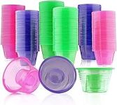 MATANA 150 Neon Plastic 3.75oz Party Bomb Shot Glasses with 1oz Inner Shot Cups - Sturdy & Reusable