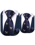 Barry.Wang 2 PACK Ties for Father and Son Fashion Children Tie Men Necktie Jacquard Handkerchief, Blue Dinosaur, One Size