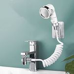 Bathroom Sink Faucet Sprayer Set,Sink Hose Sprayer Attachment Hair Washing Faucet Extension Hand Shower Quick Connect Sink,Faucet Diverter Value with Adapter Connect for Bathroom and Utility Room