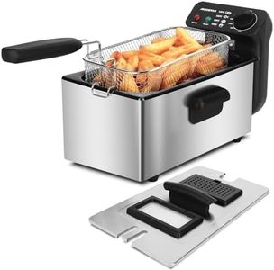 Aigostar 3L Deep Fat Fryer with Viewing Window & Vented Lid, 2200W Stainless Steel Chip Fryer, Easy-Clean Enamel Pot, Lift-Off Auto Shut-Off, Silver - Ushas
