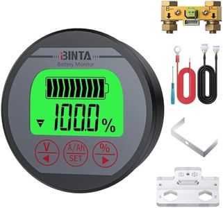 BINTA Battery Monitor with Shunt 8-120V 0-500A Voltmeter Ammeter, Voltage Current Meter, Backlight Waterproof Battery Monitor for Auto Car Motor RV Motorhome Golf Cart Trucks Boat Solar Panel