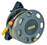 HOZELOCK - Wall-Mounted 30m Hose Reel with 15m Hose : Easy-to-install Wall-mounted Hose Reel with Handle, Complete with Hose Guide, Nozzle, Fittings and Accessories [2422R0000]