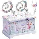 ABI + OLIE Ballerina Unicorn Jewelry Box for Girls & Little Girls Jewelry Box - Kids Jewelry Box - Girls Music Box - Musical Girls Jewelry Box Organizer - Music Boxes for Girls