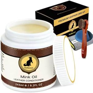 Velluxor 4-in-1 Natural Mink Oil 8.2oz Leather Cleaner and Conditioner, Premium Waterproof Soften Restore Formula – Leather Cleaner & Protector for Boots, Shoes, Jackets, Car Interiors, Saddle, Bags
