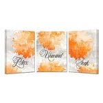 Kreative Arts 3 Pieces Bath Flowers Orange Canvas Wall Art Soak Relax Unwind Funny Bathroom Sign Stretched and Framed for Spa Yoga Bedroom Wall Decor Ready to Hang Each Size 12x16inch (Small)