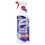 Domestos Power Foam Arctic Fresh Toilet & Bathroom Cleaner Spray sprays upside down & eliminates 99.99% of germs for cleaning inside the toilet & around the bathroom 650 ml