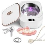 Ultrasonic UV Cleaner Machine, 48KHZ Ultrasonic Cleaner for Dentures, Aligner, Retainer, Whitening Trays, Mouthguards, Professional Ultrasonic Cleaner with 3 Time Modes for All Dental Appliances